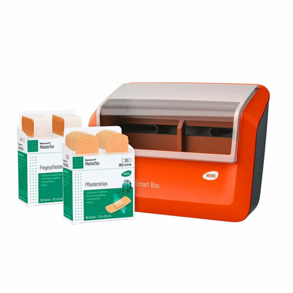 SMART Box gefüllt mit Mastertex Pflasterstrips und Fingerpflaster 12x2cm